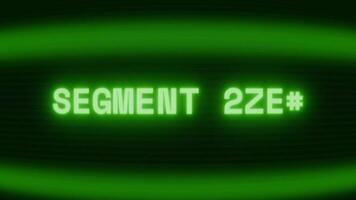 gammal grön TV skärm som visar text segmentet misslyckas visas i slumpmässig tekniskt fel och kodning stil video