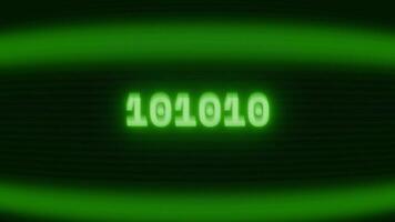 vecchio verde crt schermo mostrando testo 101010 apparendo nel casuale problema tecnico e codifica stile video