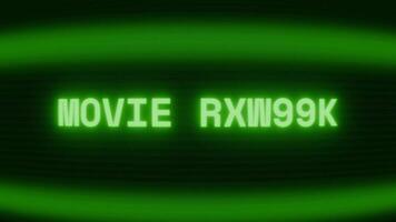 gammal grön TV skärm som visar text film recension visas i slumpmässig tekniskt fel och kodning stil video