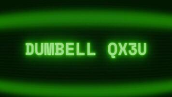 vecchio verde crt schermo mostrando testo dumbell arricciare apparendo nel casuale problema tecnico e codifica stile video