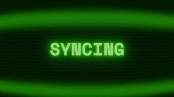 vecchio verde crt schermo mostrando testo sincronizzazione apparendo nel casuale problema tecnico e codifica stile video