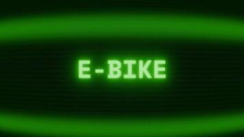 velho verde televisão tela mostrando texto e-bike aparecendo dentro aleatória falha e codificação estilo video