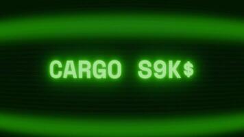 gammal grön crt skärm som visar text frakt fartyg visas i slumpmässig tekniskt fel och kodning stil video