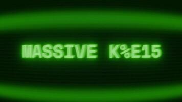 gammal grön TV skärm som visar text massiv kul visas i slumpmässig tekniskt fel och kodning stil video