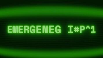 vieux vert écran de télévision montrant texte urgence sortie apparaissant dans Aléatoire pépin et codage style video