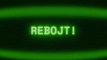 vecchio verde tv schermo mostrando testo riavviare apparendo nel casuale problema tecnico e codifica stile video
