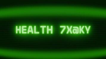 antiguo verde crt pantalla demostración texto salud alerta apareciendo en aleatorio falla y codificación estilo video