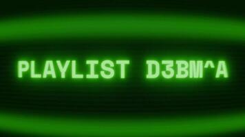 vecchio verde crt schermo mostrando testo elenco di riproduzione creare apparendo nel casuale problema tecnico e codifica stile video