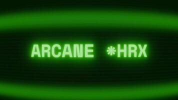 velho verde crt tela mostrando texto arcano texto aparecendo dentro aleatória falha e codificação estilo video