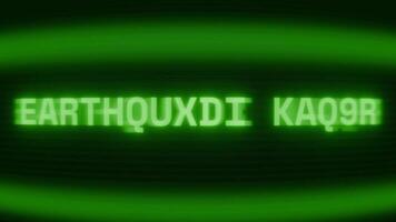 velho verde crt tela mostrando texto tremor de terra alerta aparecendo dentro aleatória falha e codificação estilo video