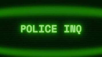 velho verde crt tela mostrando texto polícia carro aparecendo dentro aleatória falha e codificação estilo video