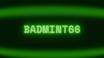 oud groen crt scherm tonen tekst badminton verschijnen in willekeurig glitch en codering stijl video