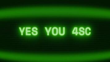 gammal grön crt skärm som visar text ja du kan visas i slumpmässig tekniskt fel och kodning stil video