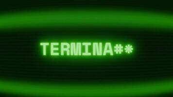 gammal grön crt skärm som visar text avsluta visas i slumpmässig tekniskt fel och kodning stil video