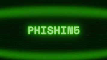 gammal grön crt skärm som visar text nätfiske visas i slumpmässig tekniskt fel och kodning stil video