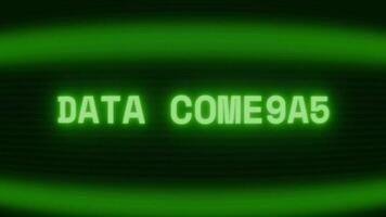 Old green CRT screen showing text DATA CORRUPT appearing in random glitch and coding style video