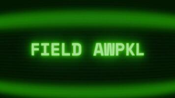 gammal grön crt skärm som visar text fält varna visas i slumpmässig tekniskt fel och kodning stil video