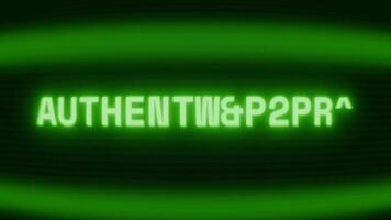 vecchio verde crt schermo mostrando testo autenticazione apparendo nel casuale problema tecnico e codifica stile video