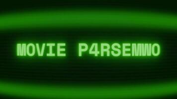 vecchio verde tv schermo mostrando testo film prima apparendo nel casuale problema tecnico e codifica stile video