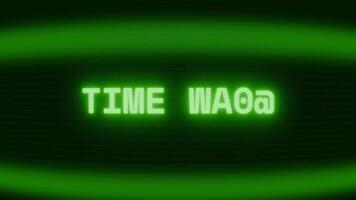 antiguo verde crt pantalla demostración texto hora deformación apareciendo en aleatorio falla y codificación estilo video