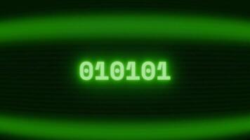 vecchio verde crt schermo mostrando testo 10101 apparendo nel casuale problema tecnico e codifica stile video