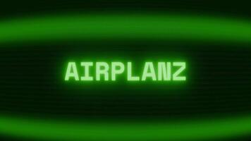 oud groen crt scherm tonen tekst vliegtuig verschijnen in willekeurig glitch en codering stijl video