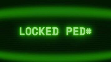 gammal grön TV skärm som visar text låst rum visas i slumpmässig tekniskt fel och kodning stil video