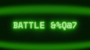 oud groen crt scherm tonen tekst strijd alarm verschijnen in willekeurig glitch en codering stijl video