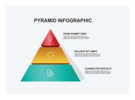 Pyramid Infographic concept. Three Tier Diagram For Data, Process, And Strategy Presentation. vector