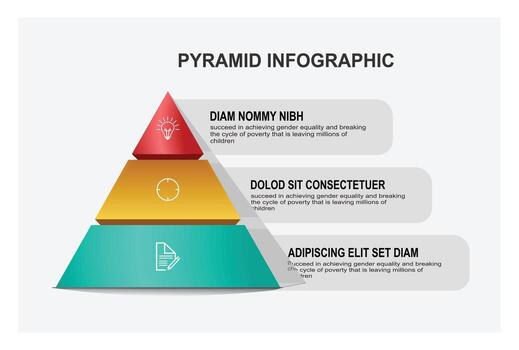 Pyramid Infographic With Three Color Levels Depicting Growth, Progress, And Change vector
