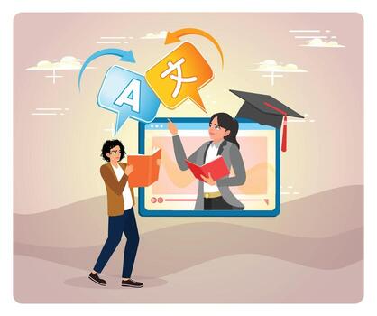 Online language learning with a tutor vector