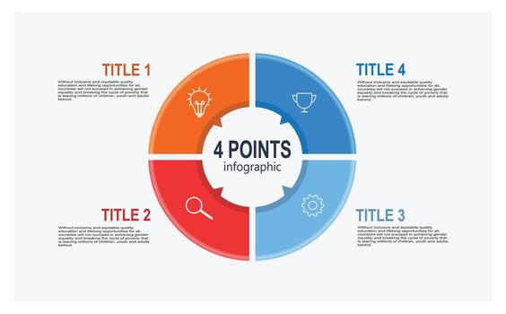 Circular Four Point Infographic With Icons For Presentation And Business Strategy Visualization. vector
