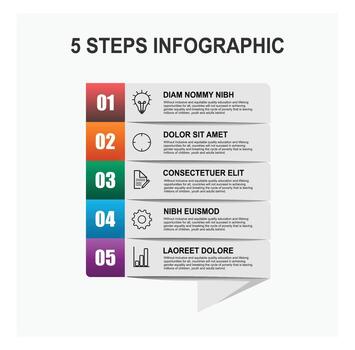 Steps Infographic concept. Colorful Timeline With Step-By-Step Visual Guide. vector