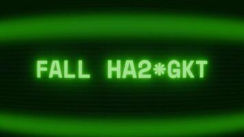 antiguo verde crt pantalla demostración texto otoño peligro apareciendo en aleatorio falla y codificación estilo video
