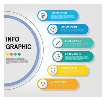 Informative Infographic With Circular Steps And Iconic Elements For Presentations. vector