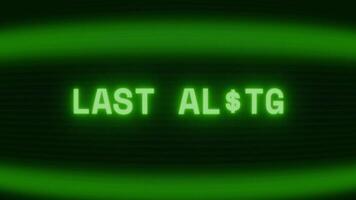 velho verde televisão tela mostrando texto último alerta aparecendo dentro aleatória falha e codificação estilo video