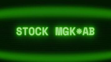 oud groen crt scherm tonen tekst voorraad markt verschijnen in willekeurig glitch en codering stijl video