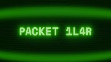 antiguo verde crt pantalla demostración texto paquete pérdida apareciendo en aleatorio falla y codificación estilo video