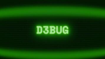 vieux vert crt écran montrant texte d3bug apparaissant dans Aléatoire pépin et codage style video