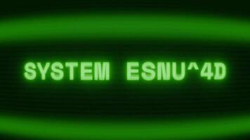 alt Grün crt Bildschirm zeigen Text System Fehler erscheint im zufällig Panne und Codierung Stil video