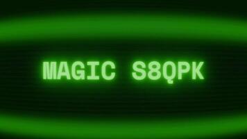 vecchio verde tv schermo mostrando testo Magia sillabare apparendo nel casuale problema tecnico e codifica stile video