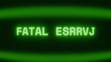 antiguo verde televisión pantalla demostración texto fatal error apareciendo en aleatorio falla y codificación estilo video