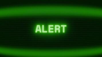 Old screen showing text ALERT appearing in random glitch and coding style video