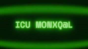 velho verde crt tela mostrando texto unidade de Terapia Intensiva monitor aparecendo dentro aleatória falha e codificação estilo video