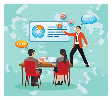 Business presentation with visual aids vector