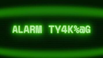 velho verde crt tela mostrando texto alarme desencadear aparecendo dentro aleatória falha e codificação estilo video