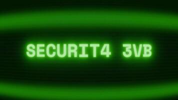 vecchio verde tv schermo mostrando testo sicurezza Camera apparendo nel casuale problema tecnico e codifica stile video