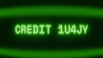 vecchio verde crt schermo mostrando testo credito limite apparendo nel casuale problema tecnico e codifica stile video