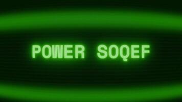 gammal grön crt skärm som visar text kraft svalla visas i slumpmässig tekniskt fel och kodning stil video