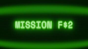 gammal grön crt skärm som visar text uppdrag vinna visas i slumpmässig tekniskt fel och kodning stil video